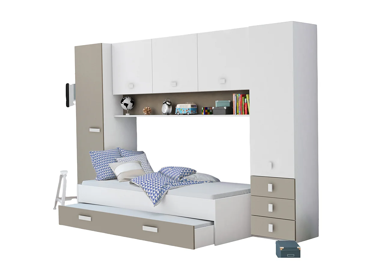 Pont de rangement / Meuble de rangement pour lit enfant - 304 x 203 x 53,5 cm