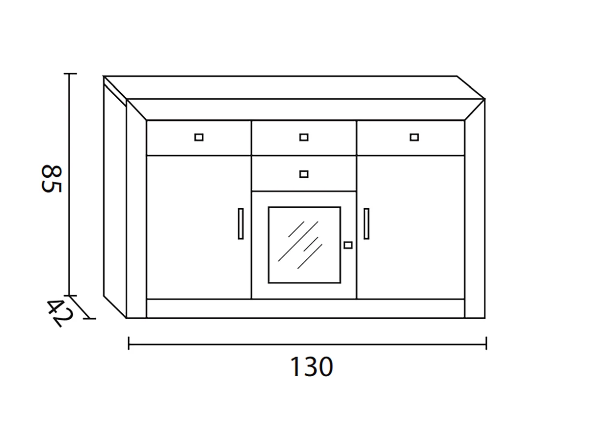 Buffet meuble de rangement en MDF et pin massif laqué blanc - Longueur 130 x Profondeur 42 x Hauteur 86 cm