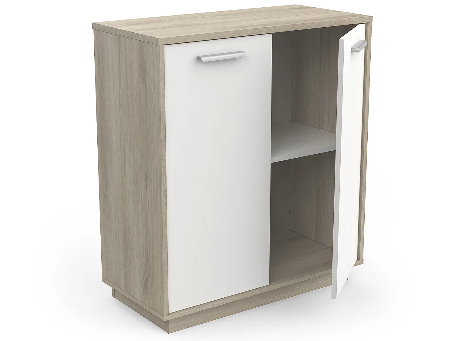 Meuble de rangement de 2 portes coloris chêne kronberg / blanc - longueur 78 x profondeur 36 x hauteur 84 cm
