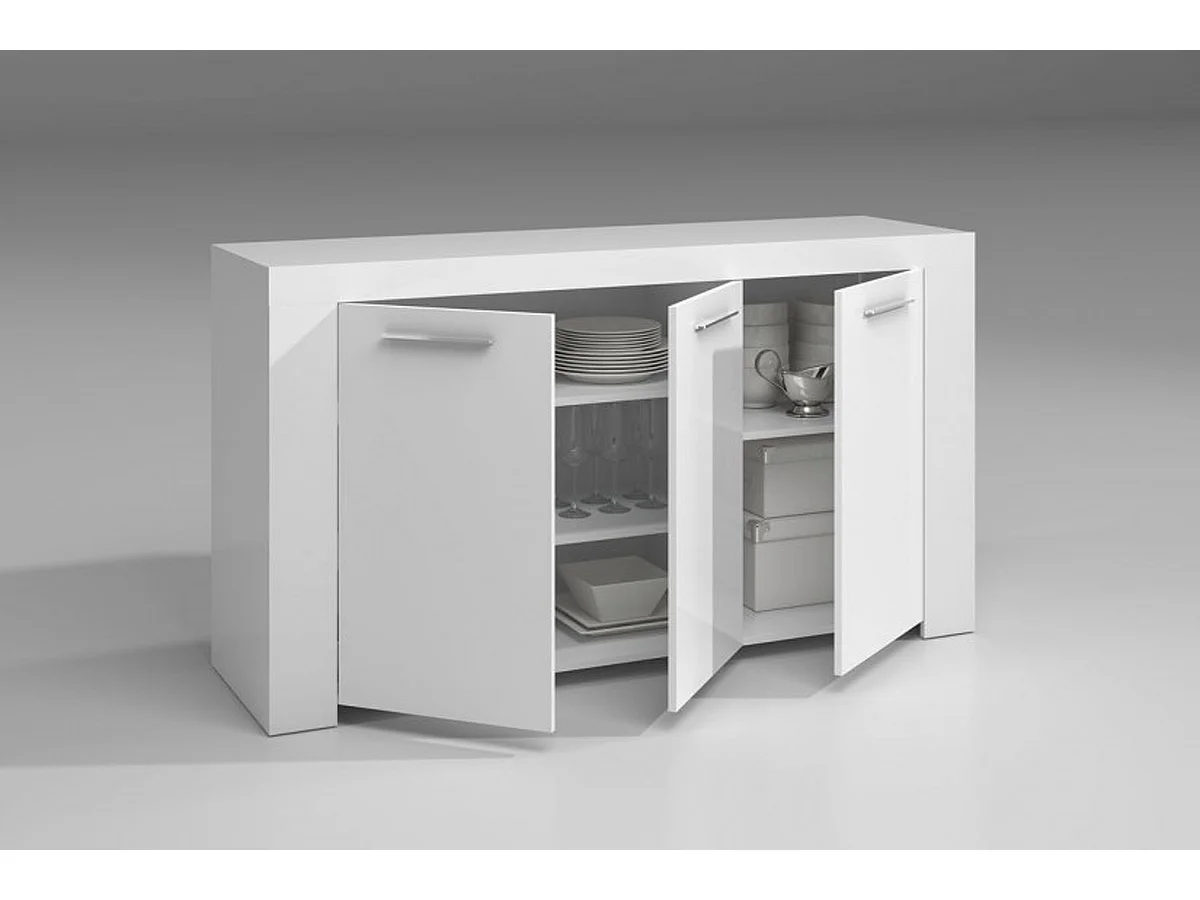 Buffet avec 3 portes décor blanc Artic -144 x 80 x 42 cm