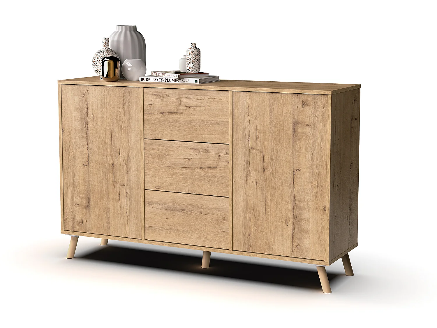 Buffet coloris chêne doré - Hauteur 89 x Longueur 140 x Profondeur 40 cm