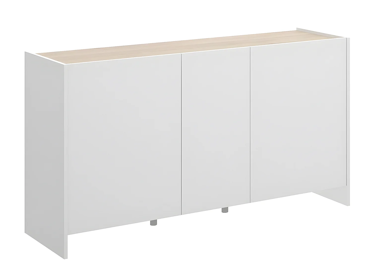 Buffet 3 portes coloris blanc /naturel - Longueur 138 x Hauteur 76 x Profondeur 42 cm