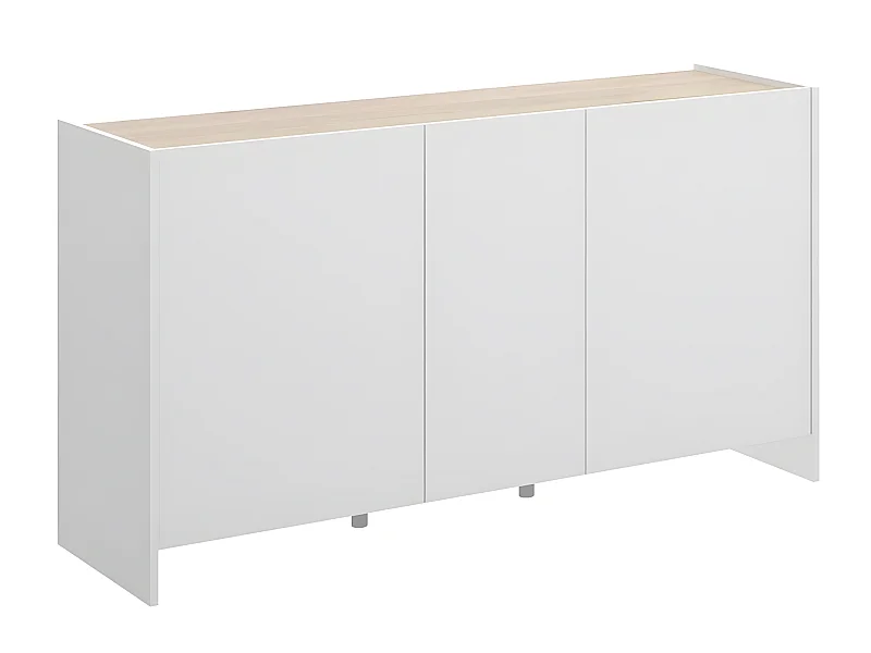 Buffet 3 portes coloris blanc /naturel - Longueur 138 x Hauteur 76 x Profondeur 42 cm