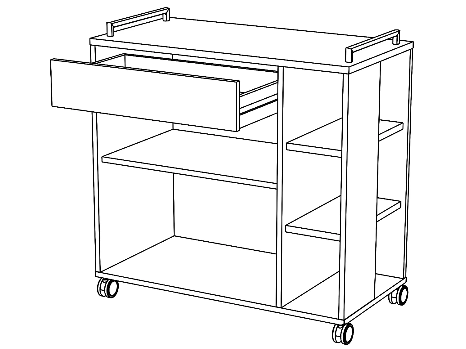 Chariot de cuisine/ Desserte effet Chêne brut/noir - 78,4 x 79 x 39,6 cm