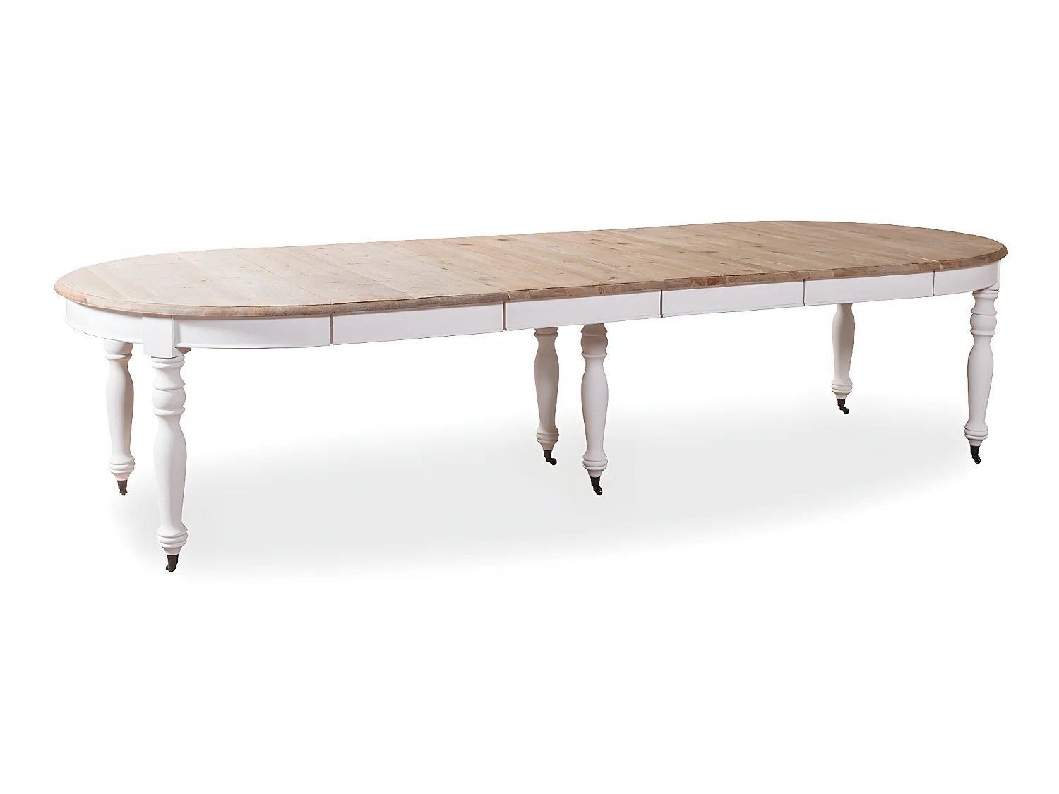 Table ronde extensible en bois massif LAVANDOU Blanc