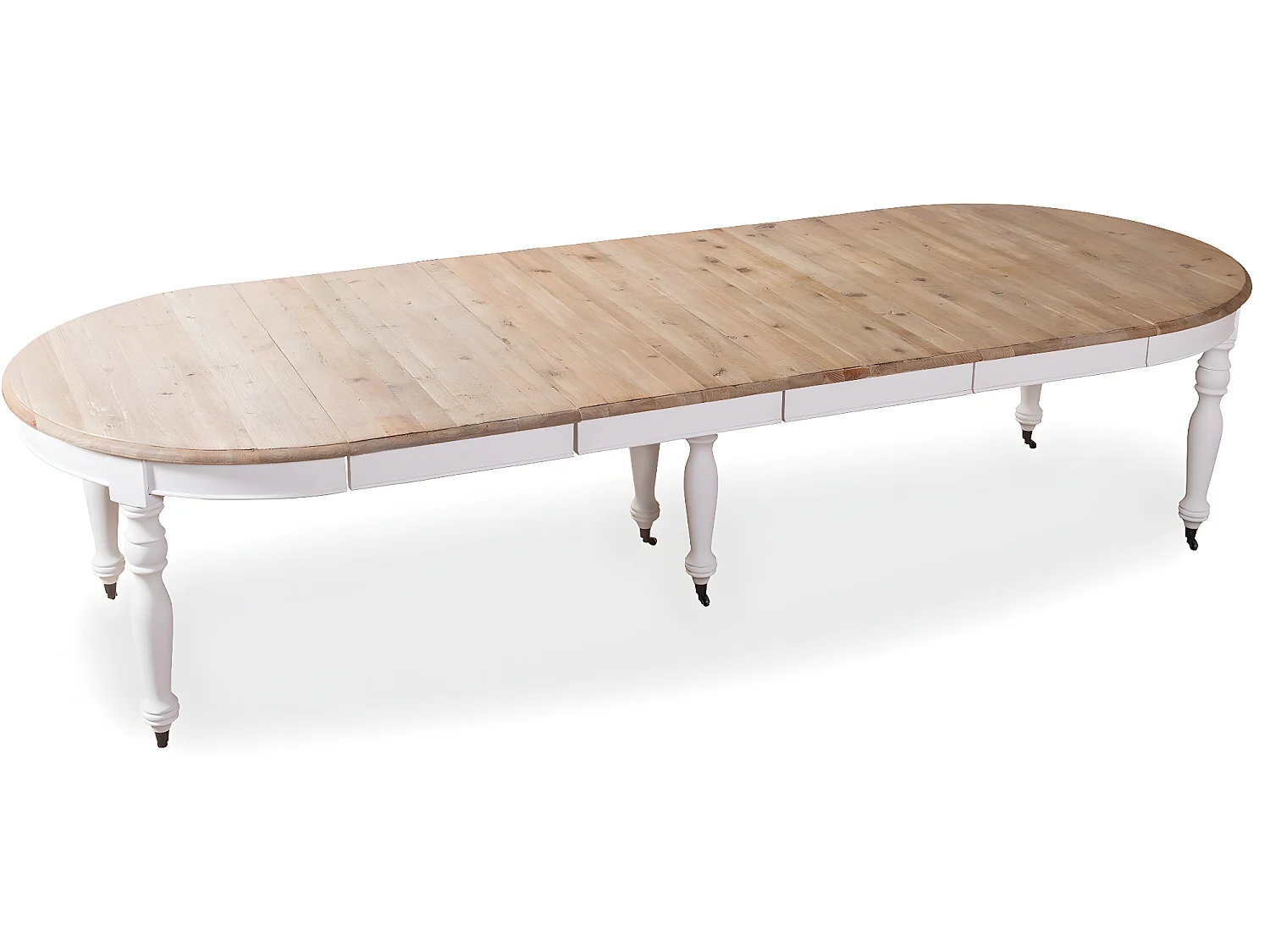 Table ronde extensible en bois massif LAVANDOU Blanc
