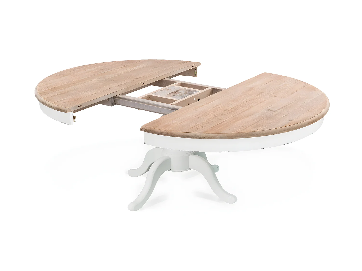 Table ronde extensible en bois massif SIDONIE blanc