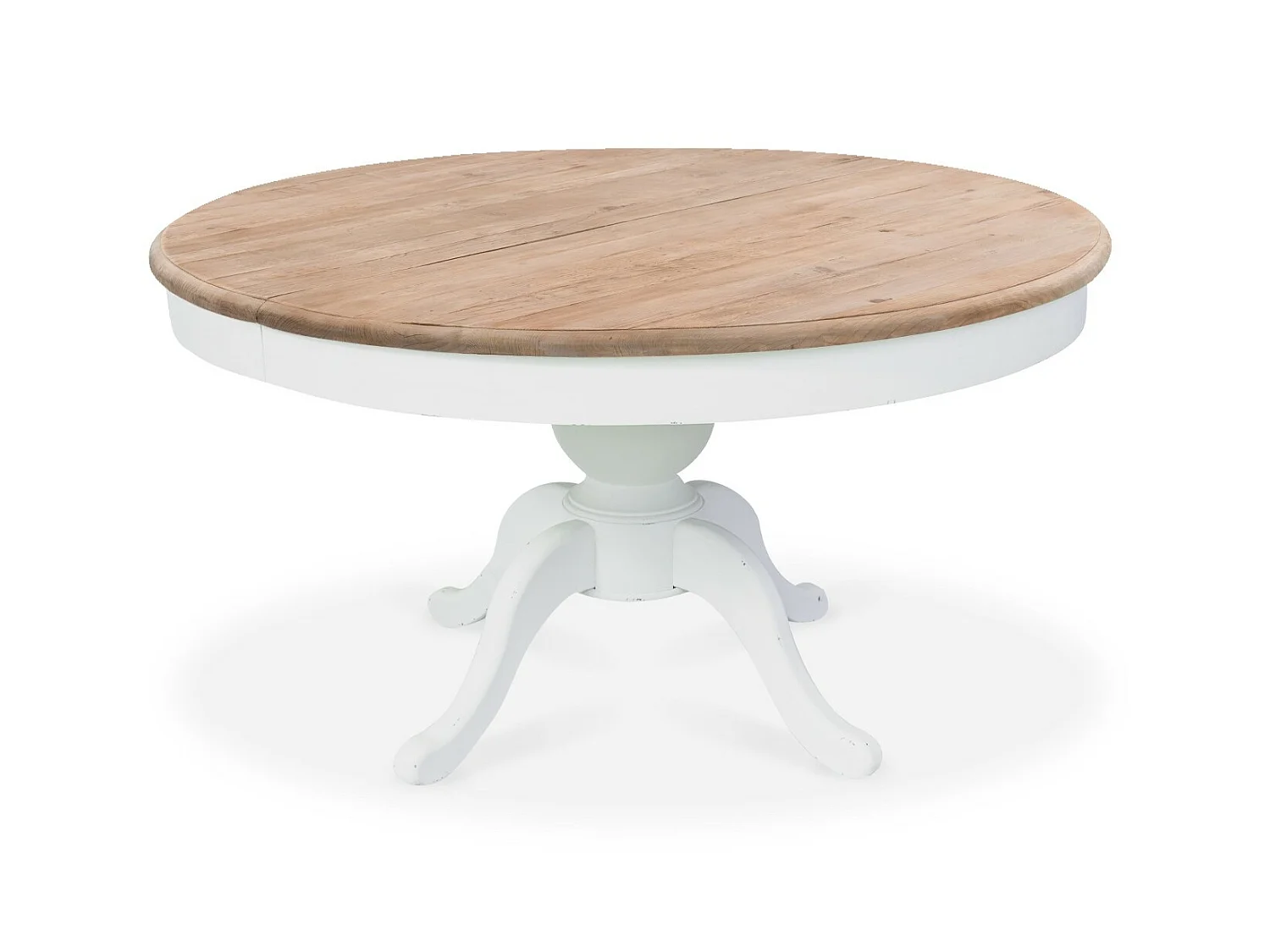 Table ronde extensible en bois massif SIDONIE blanc