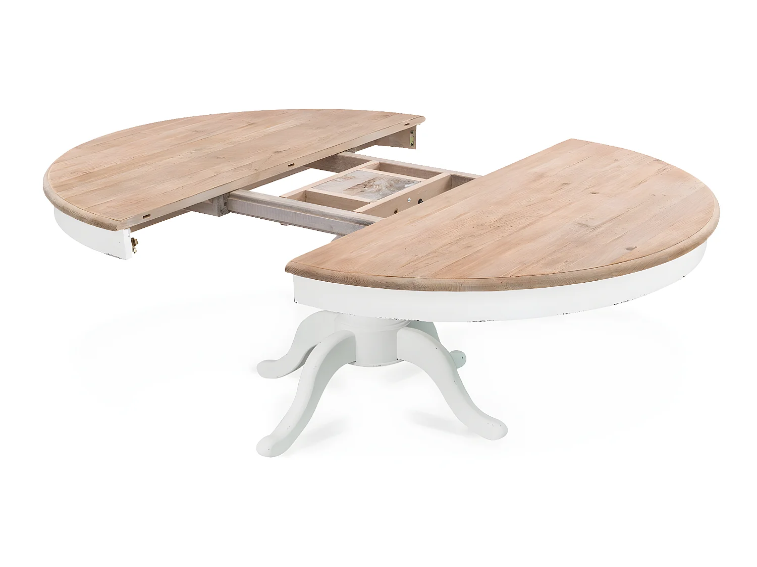 Table ronde extensible en bois massif SIDONIE blanc