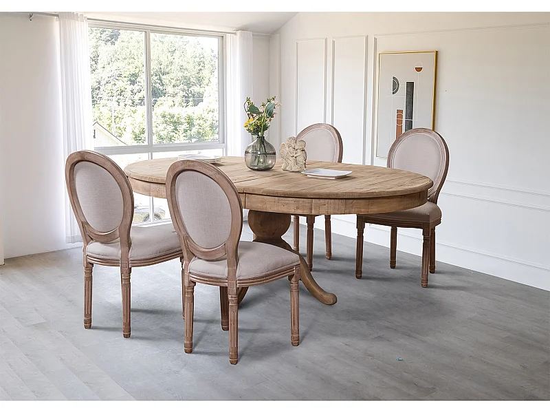 Table ronde extensible en bois massif SIDONIE Bois naturel