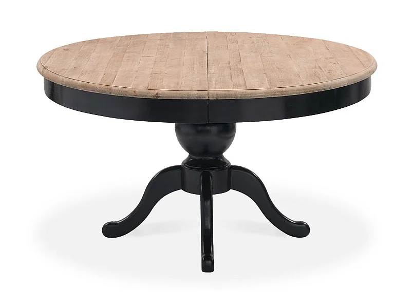 Table ronde extensible en bois massif SIDONIE Noir