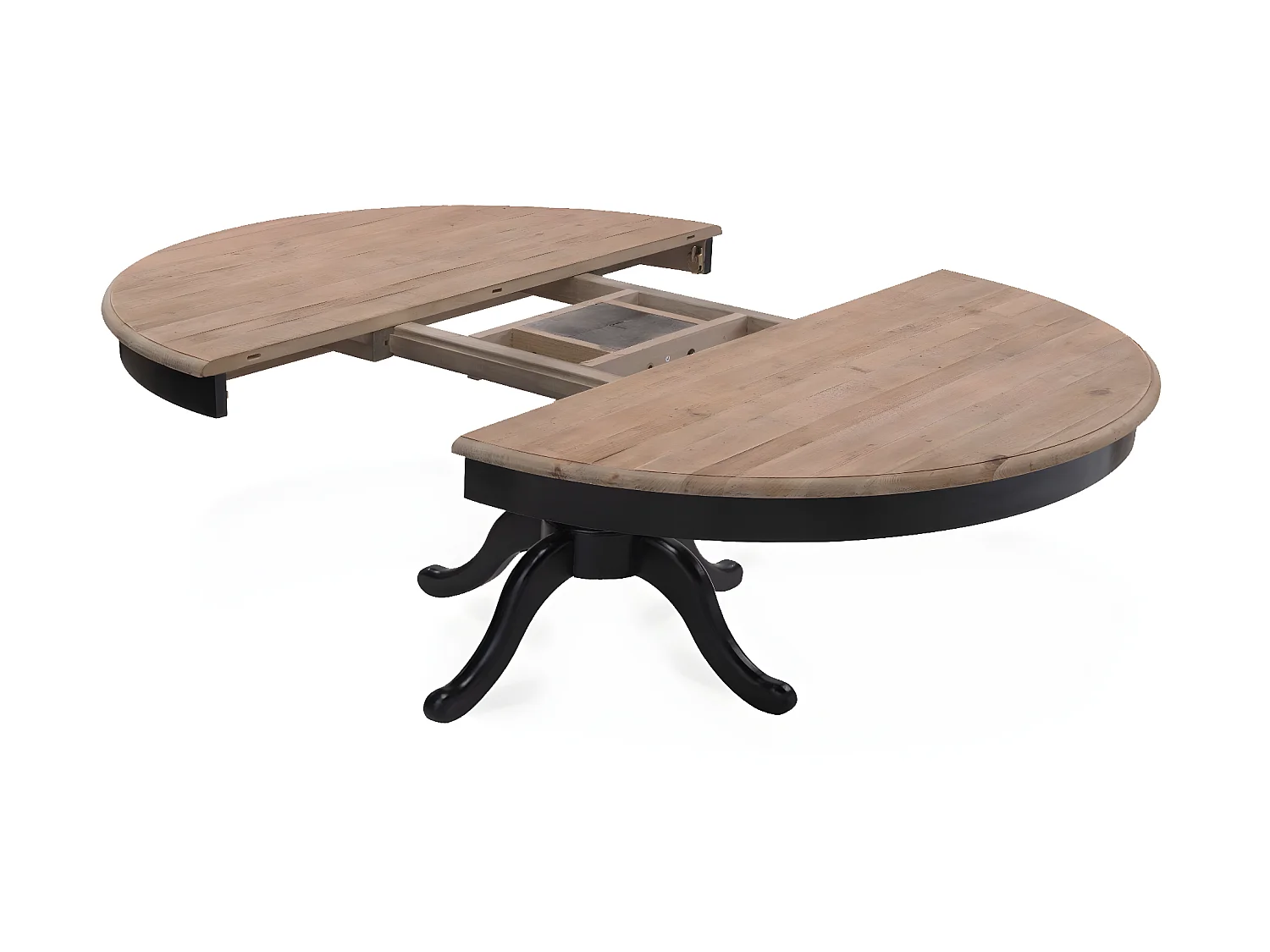 Table ronde extensible en bois massif SIDONIE Noir