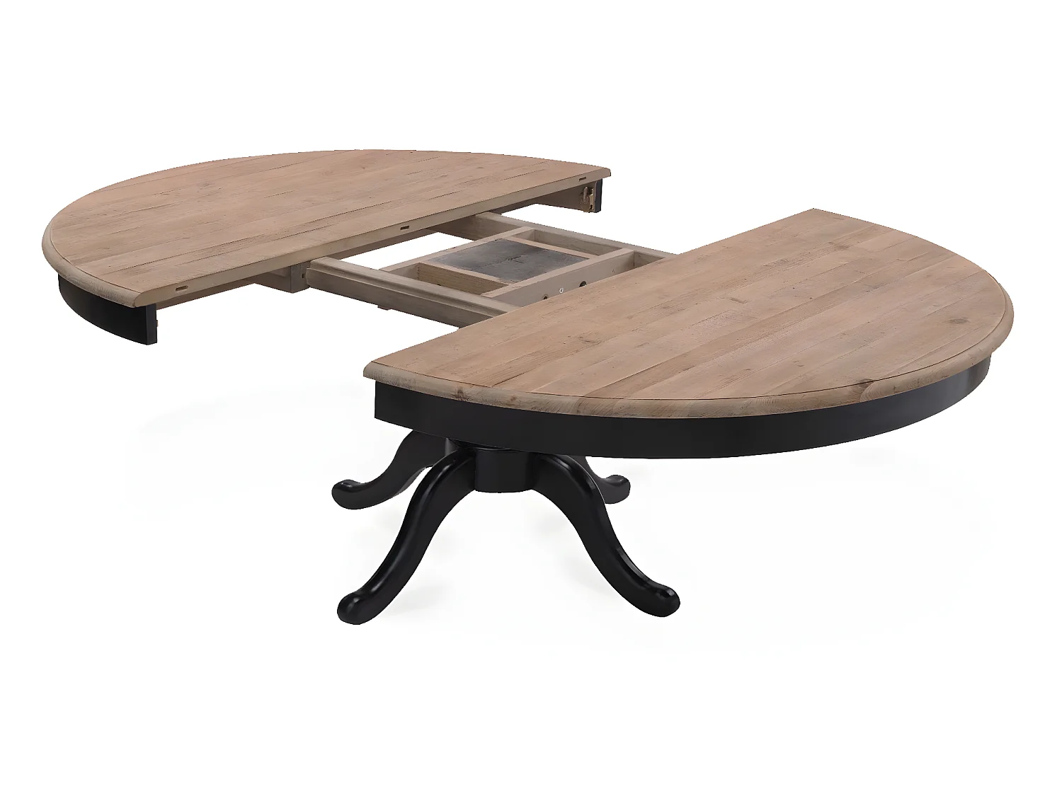 Table ronde extensible en bois massif SIDONIE Noir