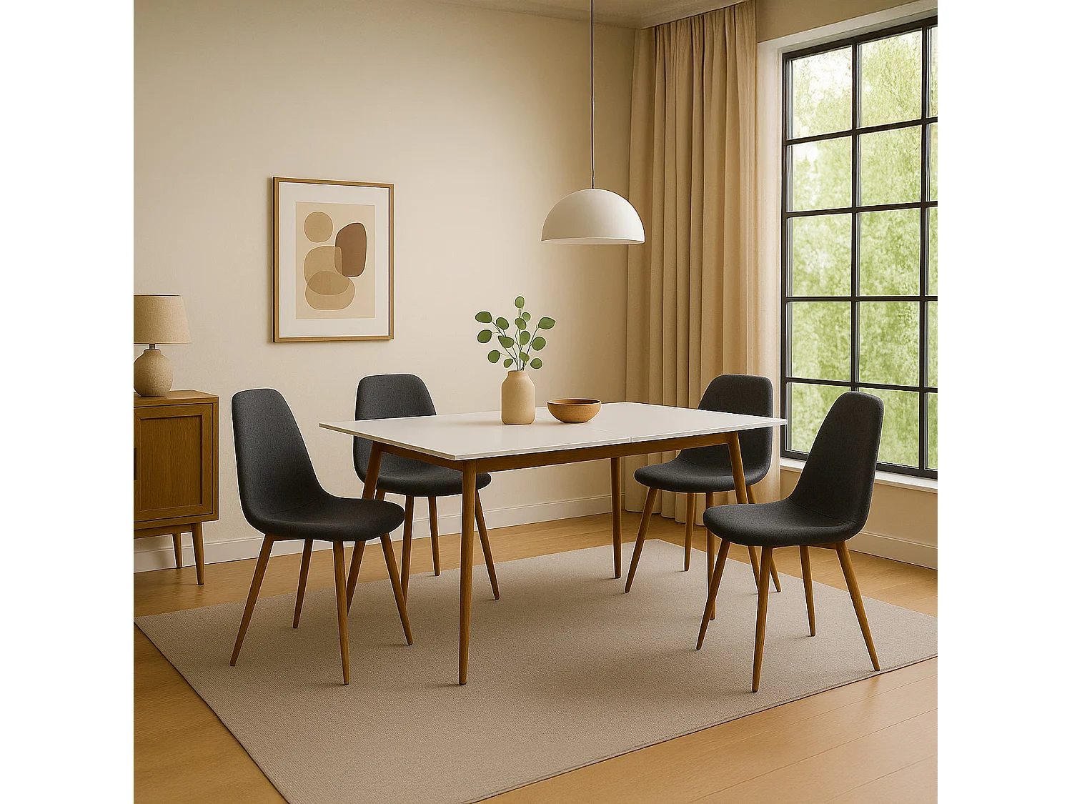 Table extensible scandinave Betty Blanc - 6 à 8 personnes