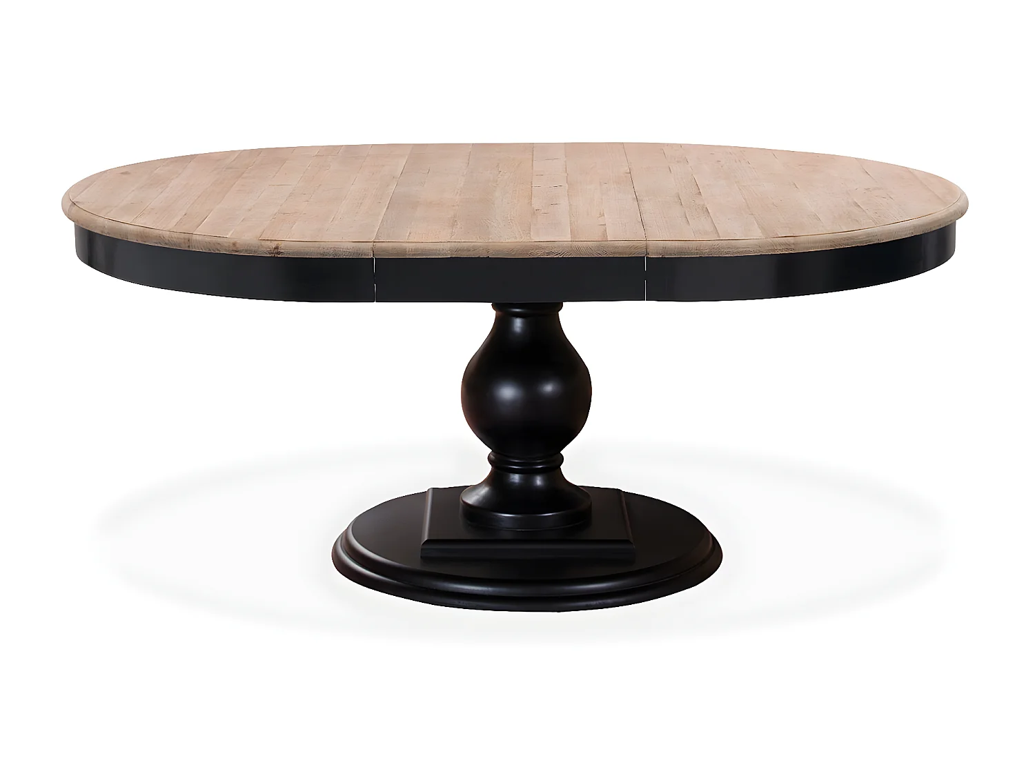 Table ronde extensible en bois massif Héloïse Bois naturel et pied noir