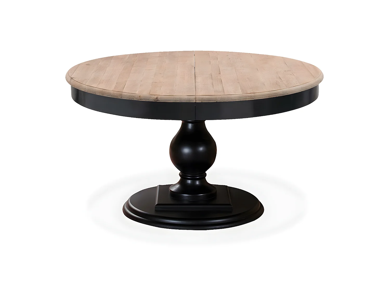 Table ronde extensible en bois massif Héloïse Bois naturel et pied noir