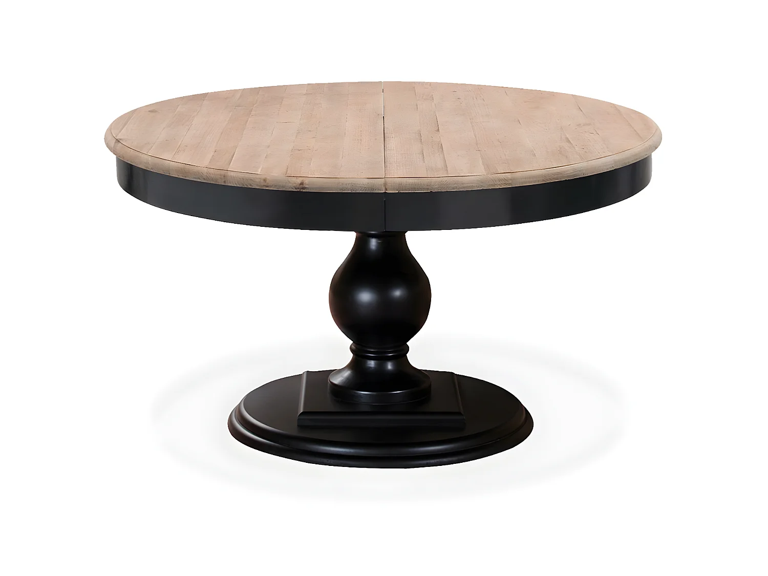 Table ronde extensible en bois massif Héloïse Bois naturel et pied noir