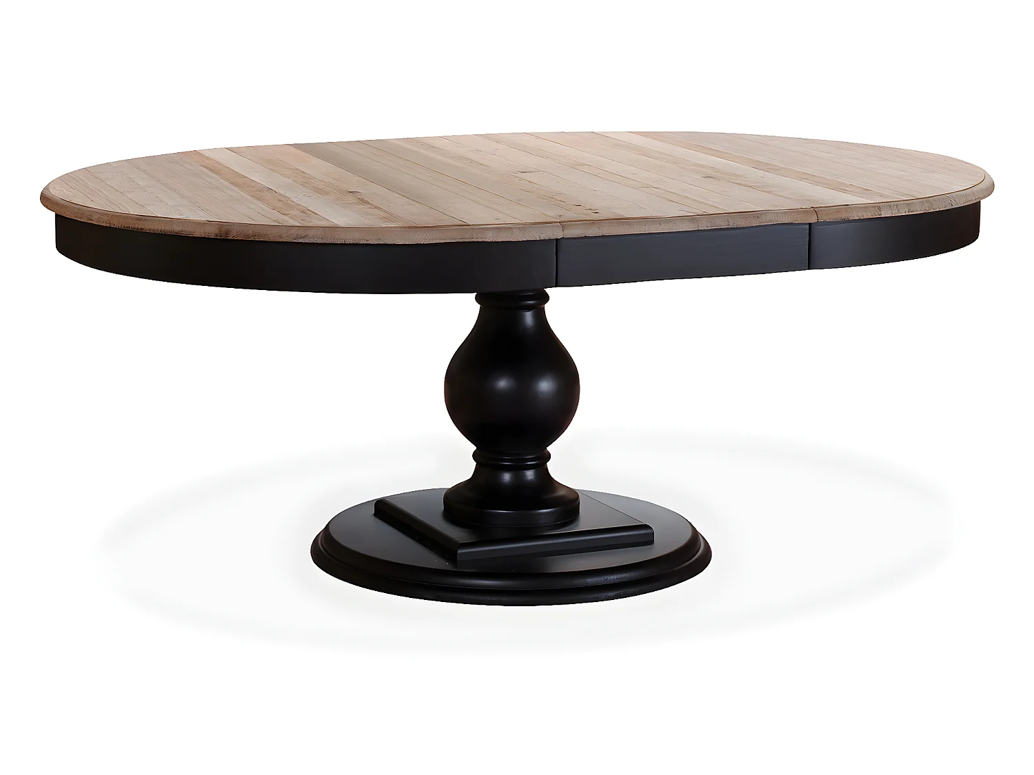 Table ronde extensible en bois massif Héloïse Bois naturel et pied noir