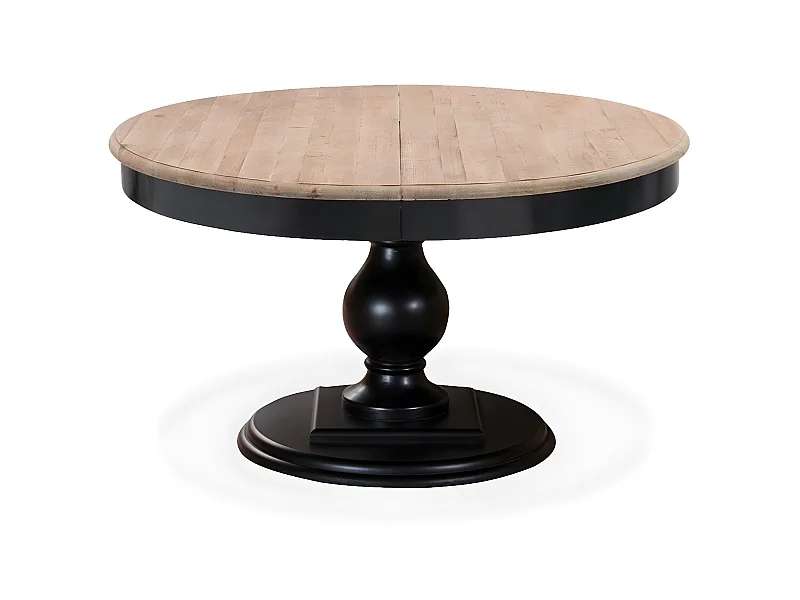 Table ronde extensible en bois massif Héloïse Bois naturel et pied noir