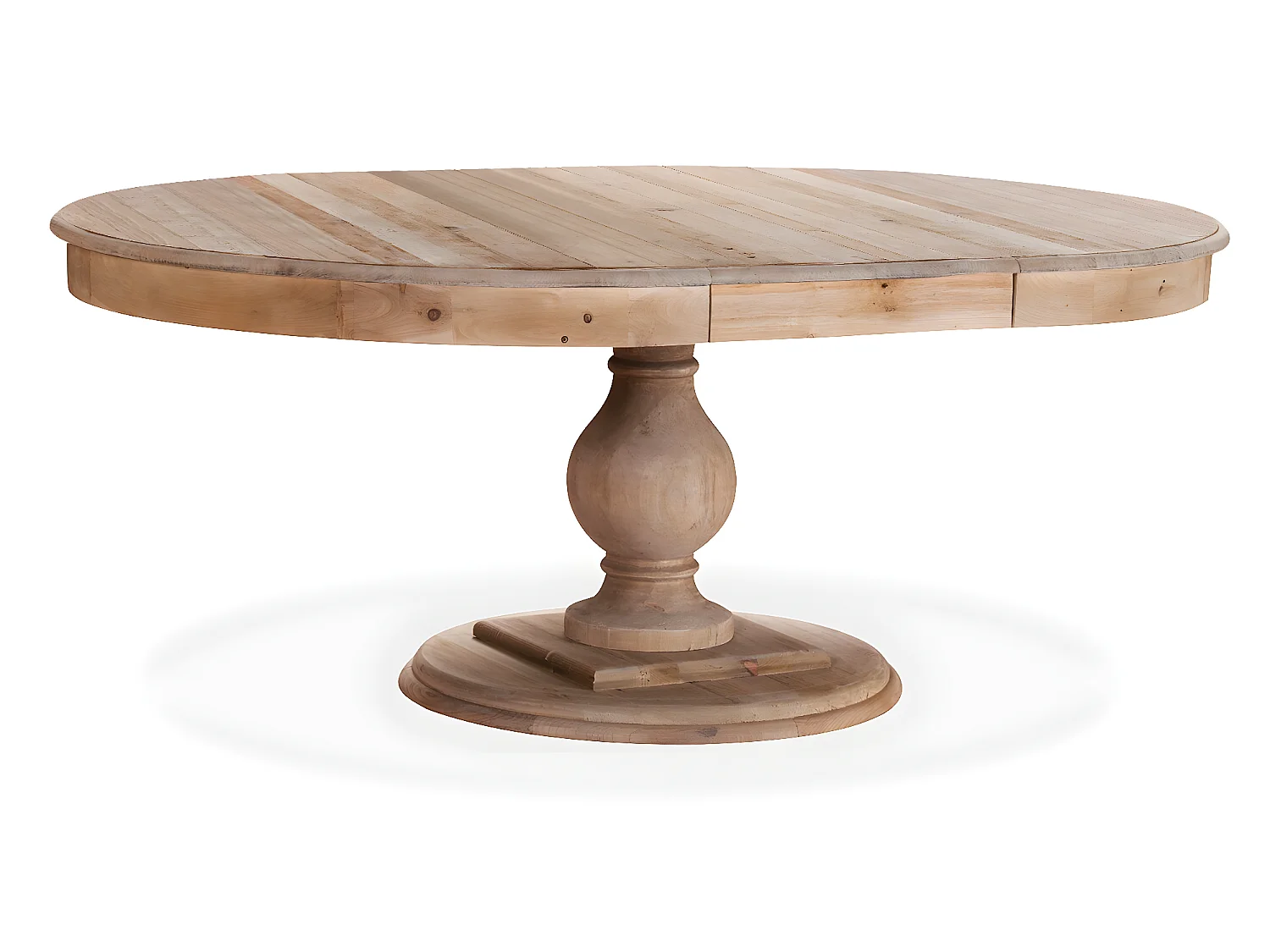 Table ronde extensible en bois massif Héloïse Bois naturel et pied naturel