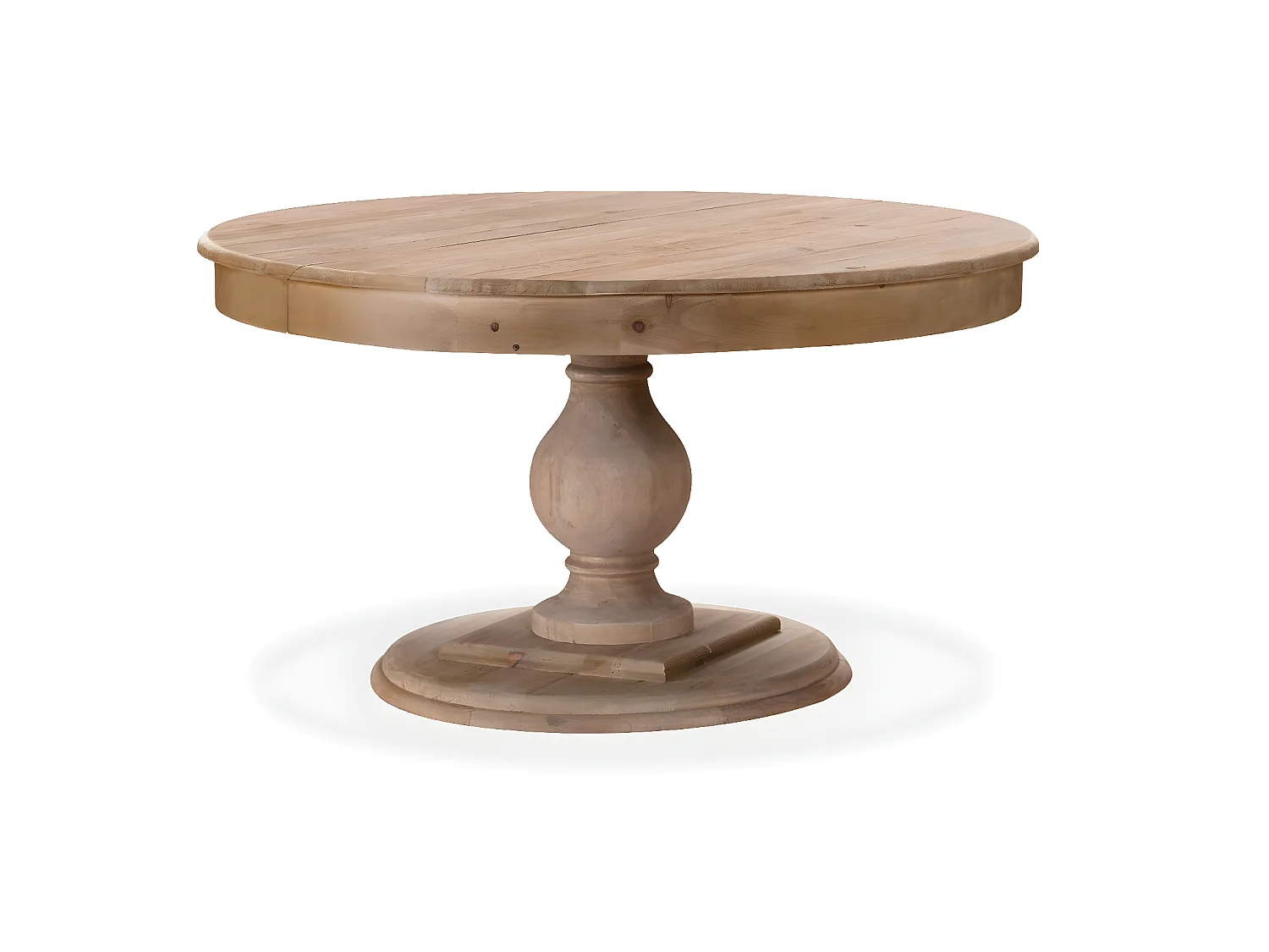 Table ronde extensible en bois massif Héloïse Bois naturel et pied naturel