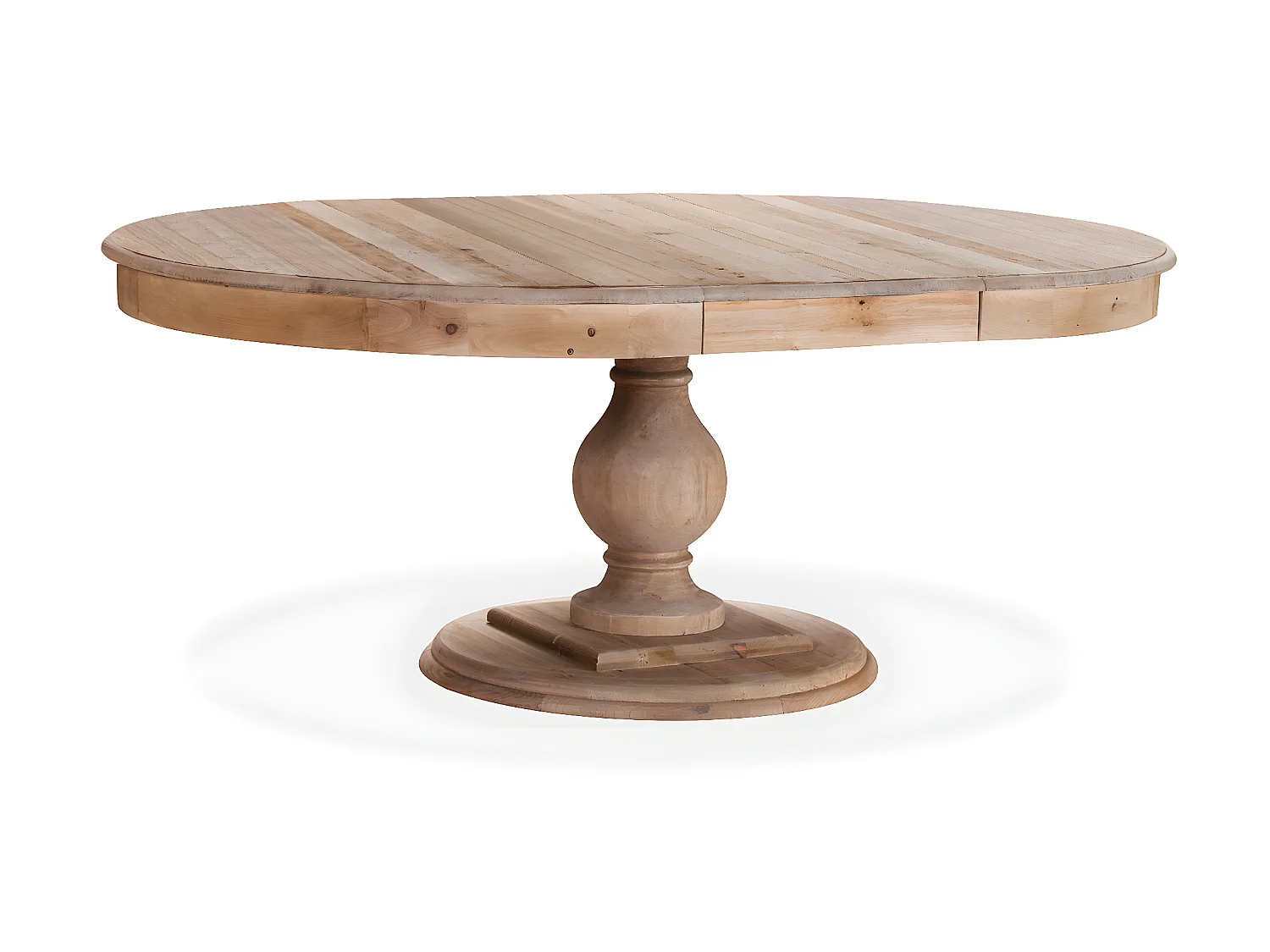 Table ronde extensible en bois massif Héloïse Bois naturel et pied naturel