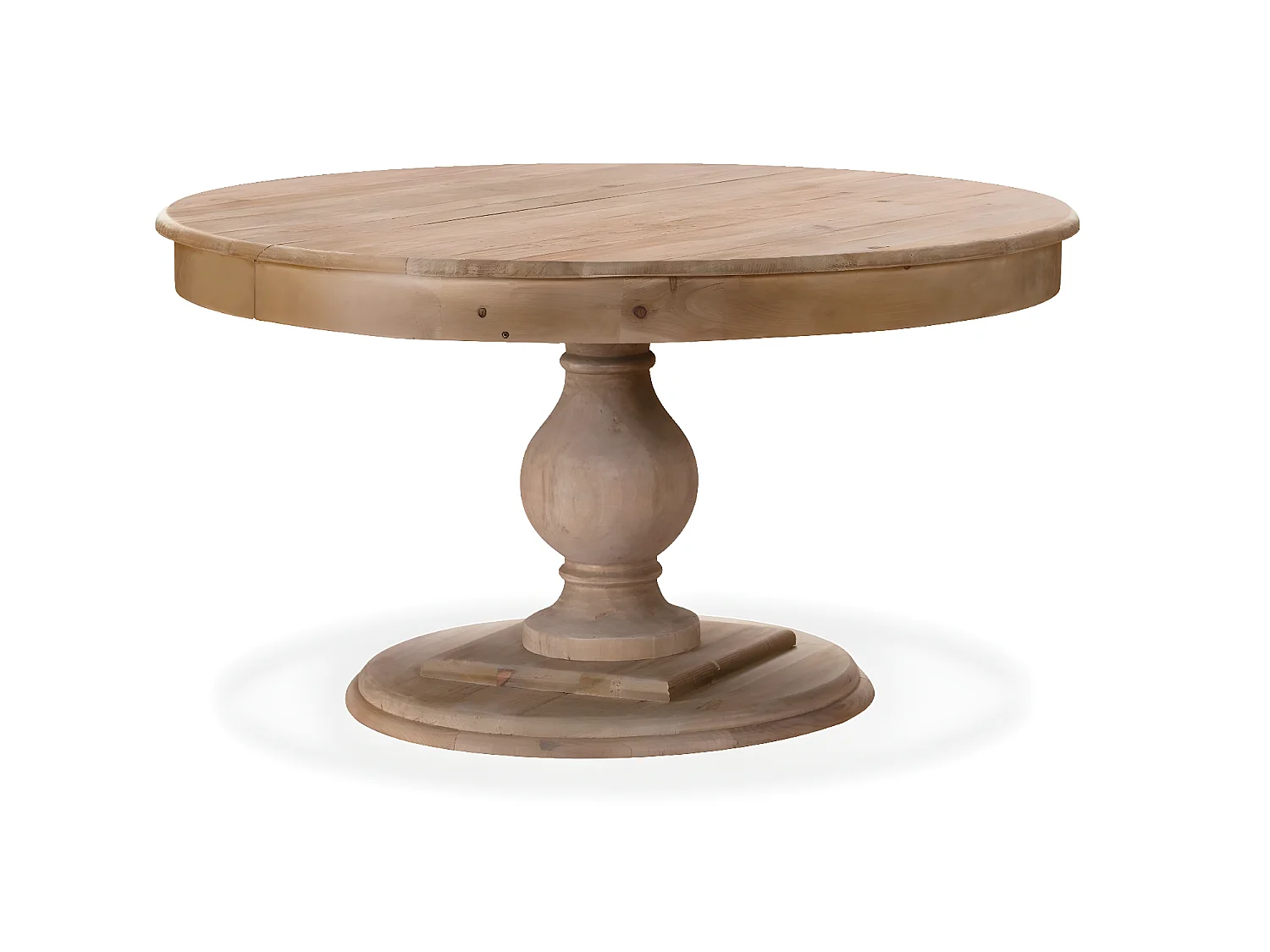 Table ronde extensible en bois massif Héloïse Bois naturel et pied naturel