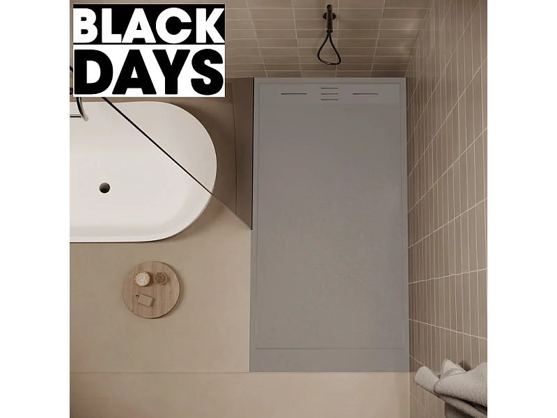 Receveur de douche 80 x 120 cm extra plat SALVI en SoliCast® surface ardoisée gris