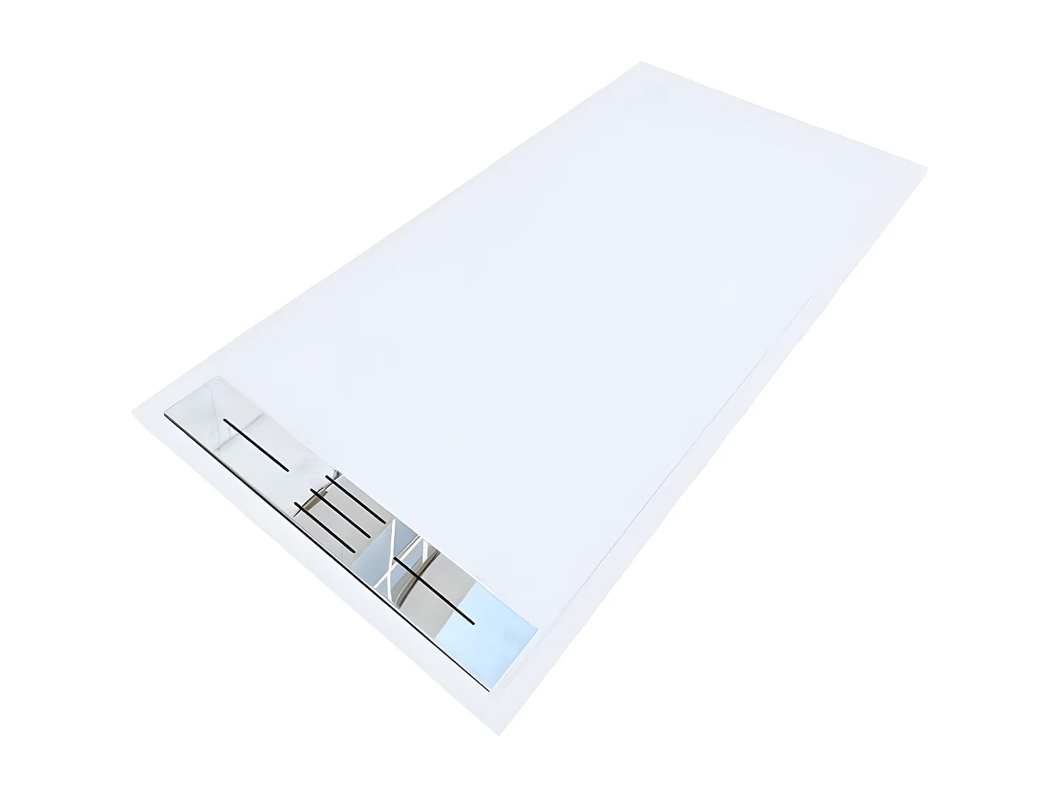 Receveur de douche 90 x 160 cm extra plat LUCIA en SoliCast® surface ardoisée blanc