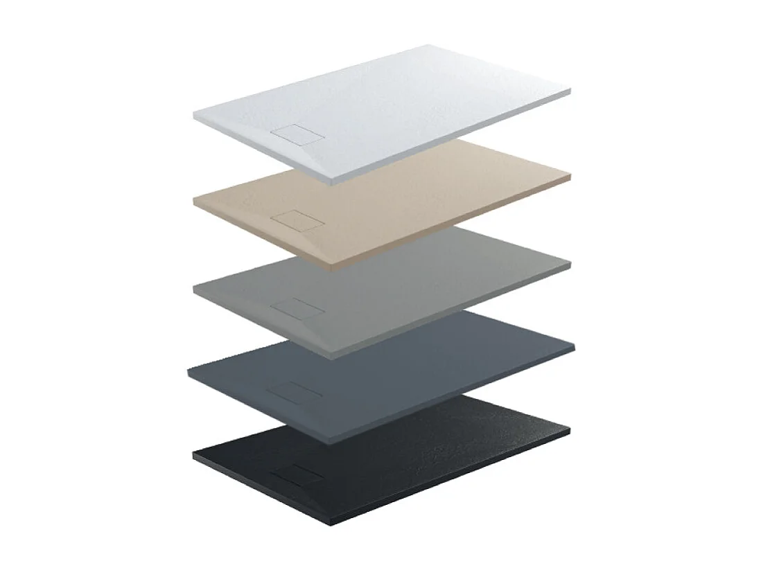 Receveur de douche 90 x 150 cm extra plat gris basalte PIATTO en SoliCast® surface ardoisée