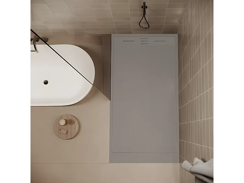 Receveur de douche 90 x 170 cm extra plat SALVI en SoliCast® surface ardoisée gris