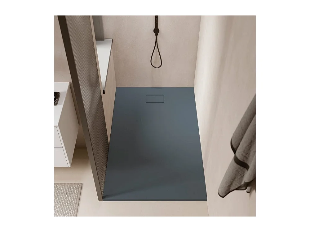 Piatto doccia ultrasottile 90 x 160 cm PIATTO in SoliCast® finitura ardesia grigio basalto