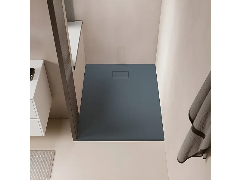 Piatto doccia ultrasottile 90 x 160 cm PIATTO in SoliCast® finitura ardesia grigio basalto