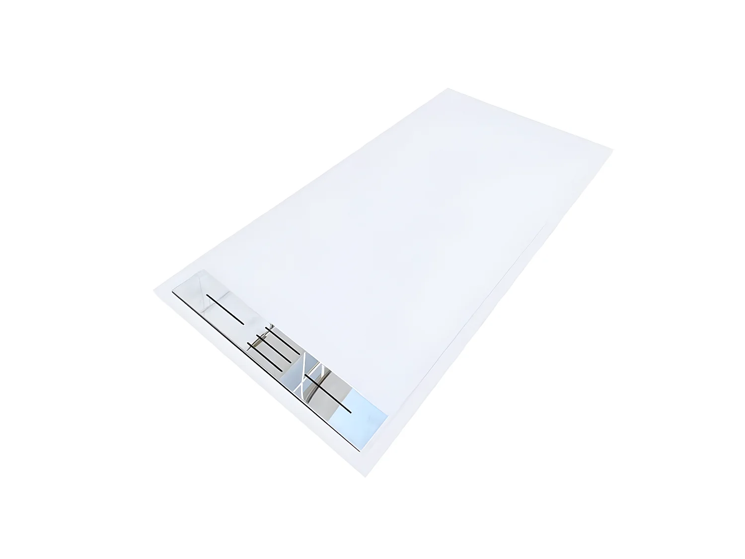 Receveur de douche 80 x 100 cm extra plat LUCIA en SoliCast® surface ardoisée blanc