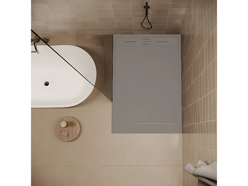 Receveur de douche 90 x 120 cm extra plat SALVI en SoliCast® surface ardoisée gris