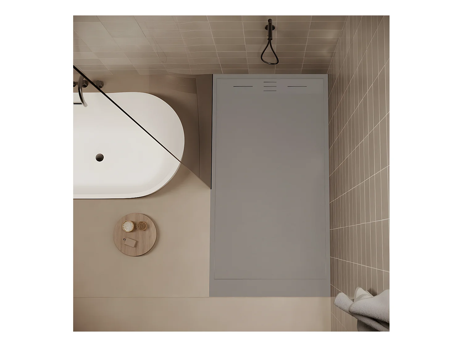 Piatto doccia ultrasottile 90 x 160 cm SALVI in SoliCast® finitura ardesia grigio