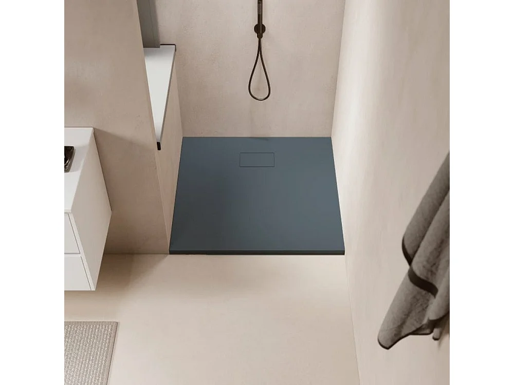 Receveur de douche 90 x 120 cm extra plat gris basalte PIATTO en SoliCast® surface ardoisée