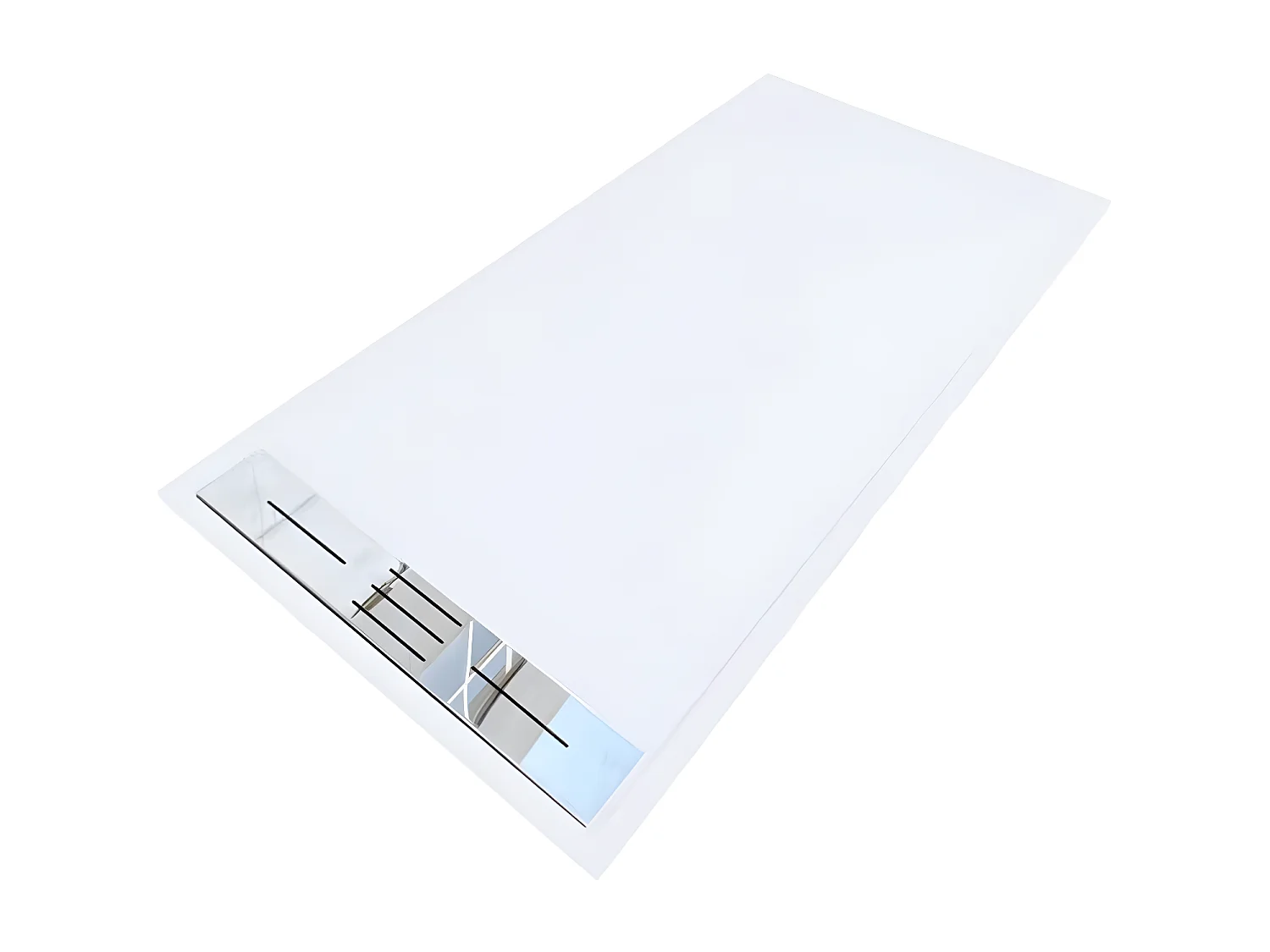 Receveur de douche 80 x 160 cm extra plat LUCIA en SoliCast® surface ardoisée blanc