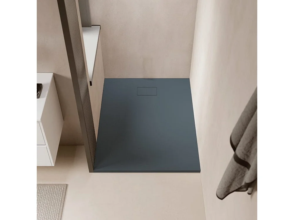 Piatto doccia ultrasottile 80 x 140 cm PIATTO in SoliCast® finitura ardesia grigio basalto