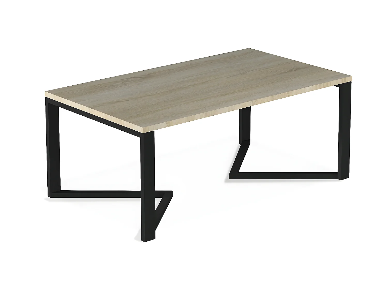 Table basse de style industriel Méryl imitation Chêne