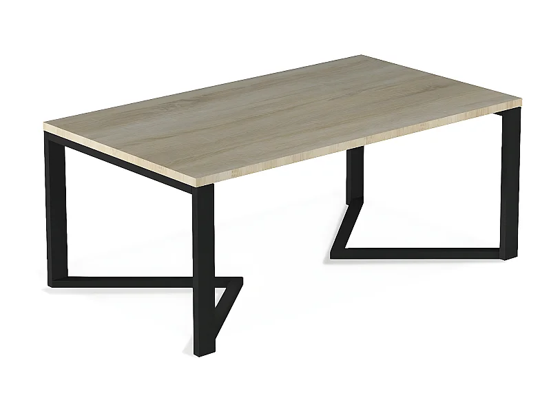 Table basse de style industriel Méryl imitation Chêne