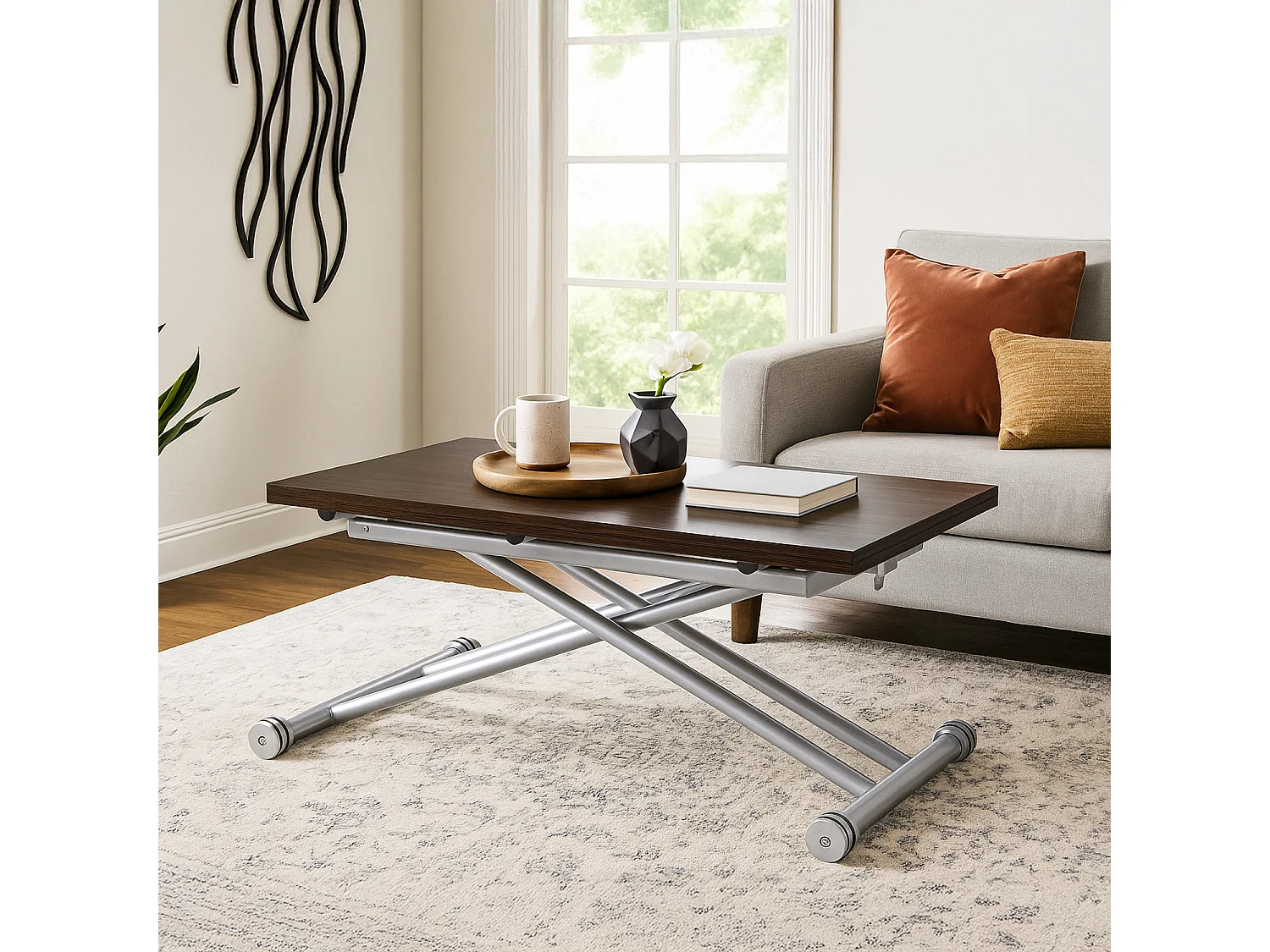 Table basse relevable Philadelphia imitation Bois wenge