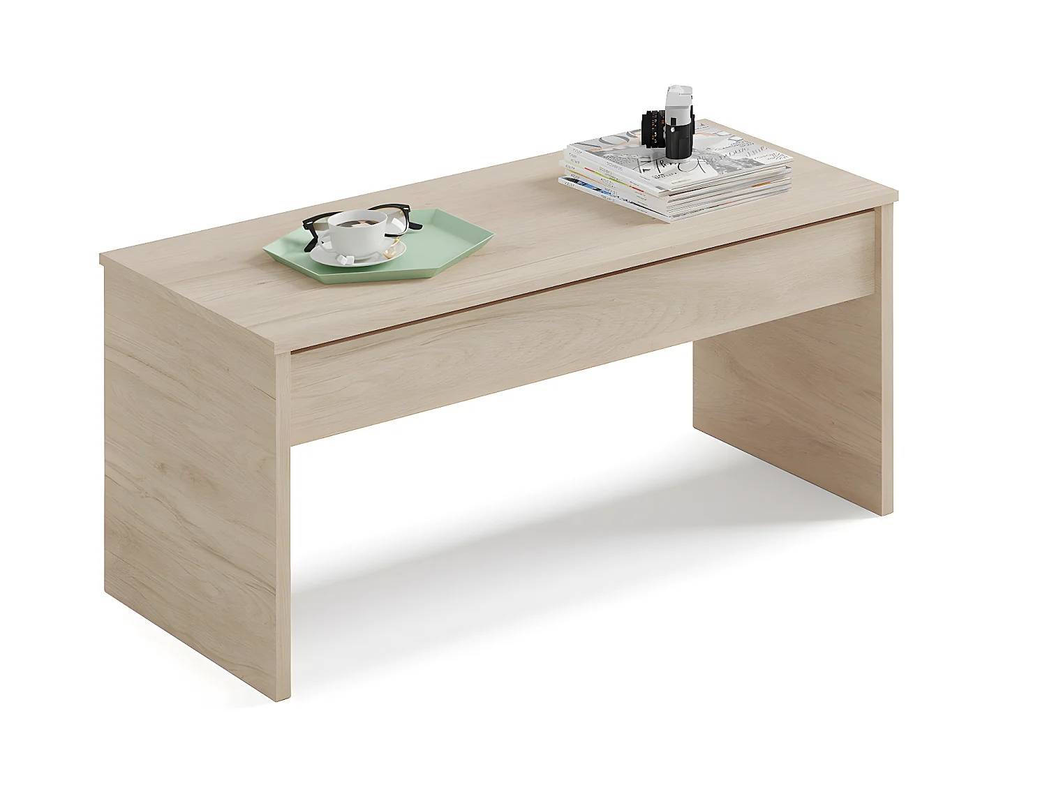 Table basse relevable coloris effet bois - Hauteur 47-58 x Longueur 100 x Profondeur 50 cm