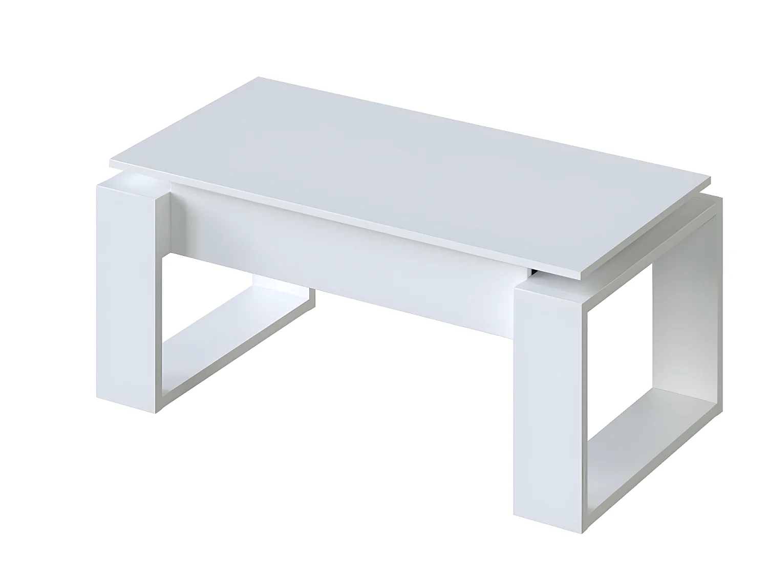 Table Basse à plateau relevable coloris blanc artic - Longueur 102 x Profondeur 50 x Hauteur 43/54 cm
