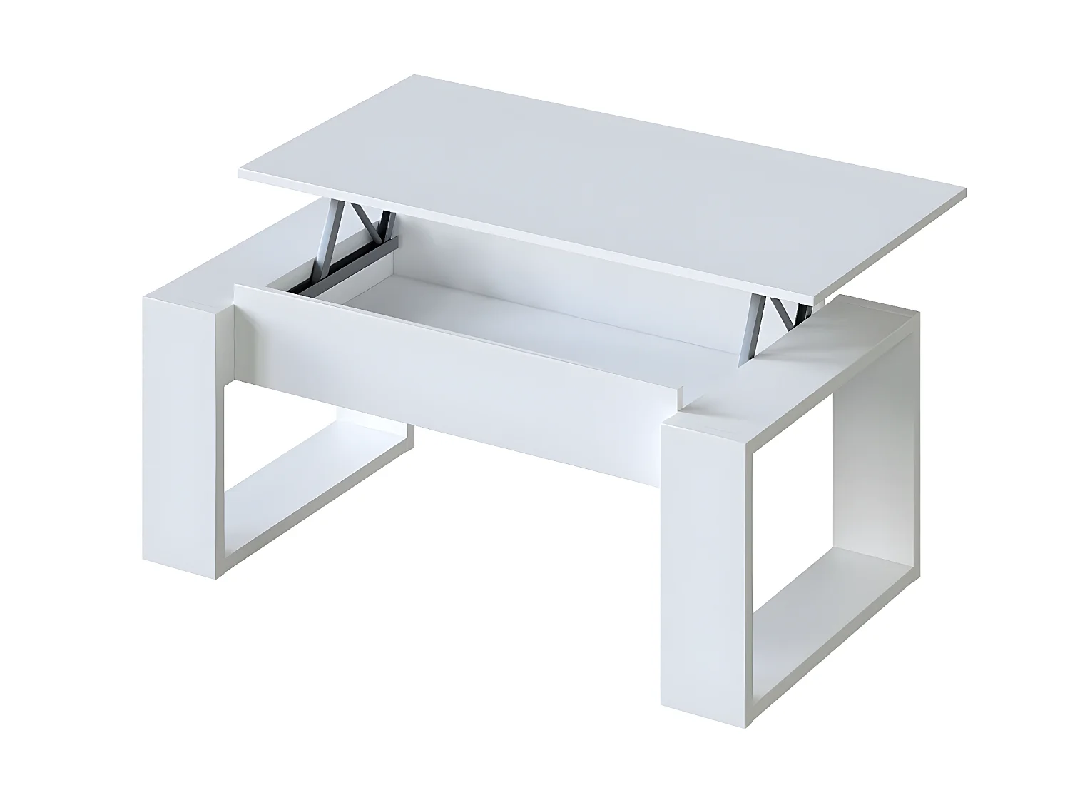 Table Basse à plateau relevable coloris blanc artic - Longueur 102 x Profondeur 50 x Hauteur 43/54 cm