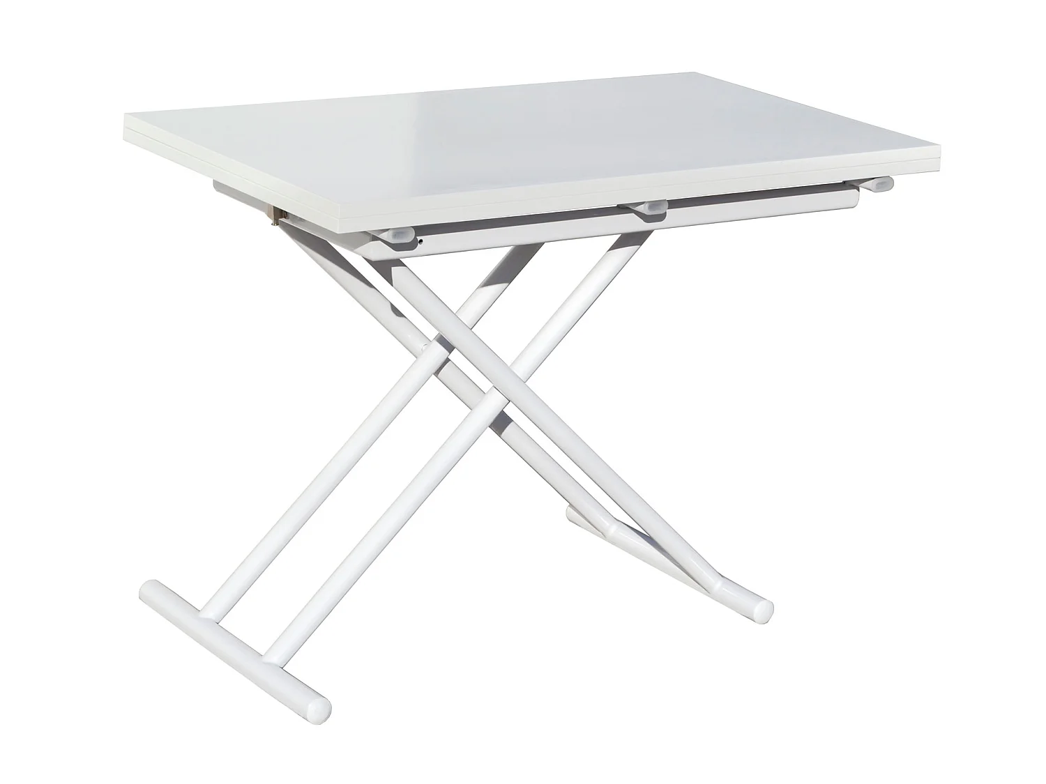Table basse relevable rectangulaire extensible coloris blanc - Longueur 100 x largeur 50-100 cm