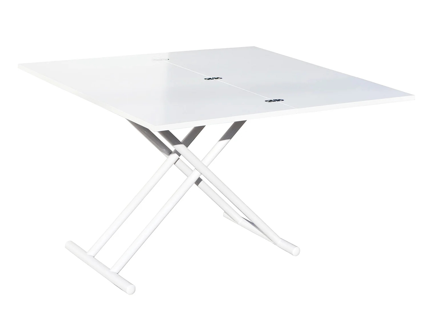 Table basse relevable rectangulaire extensible coloris blanc - Longueur 100 x largeur 50-100 cm