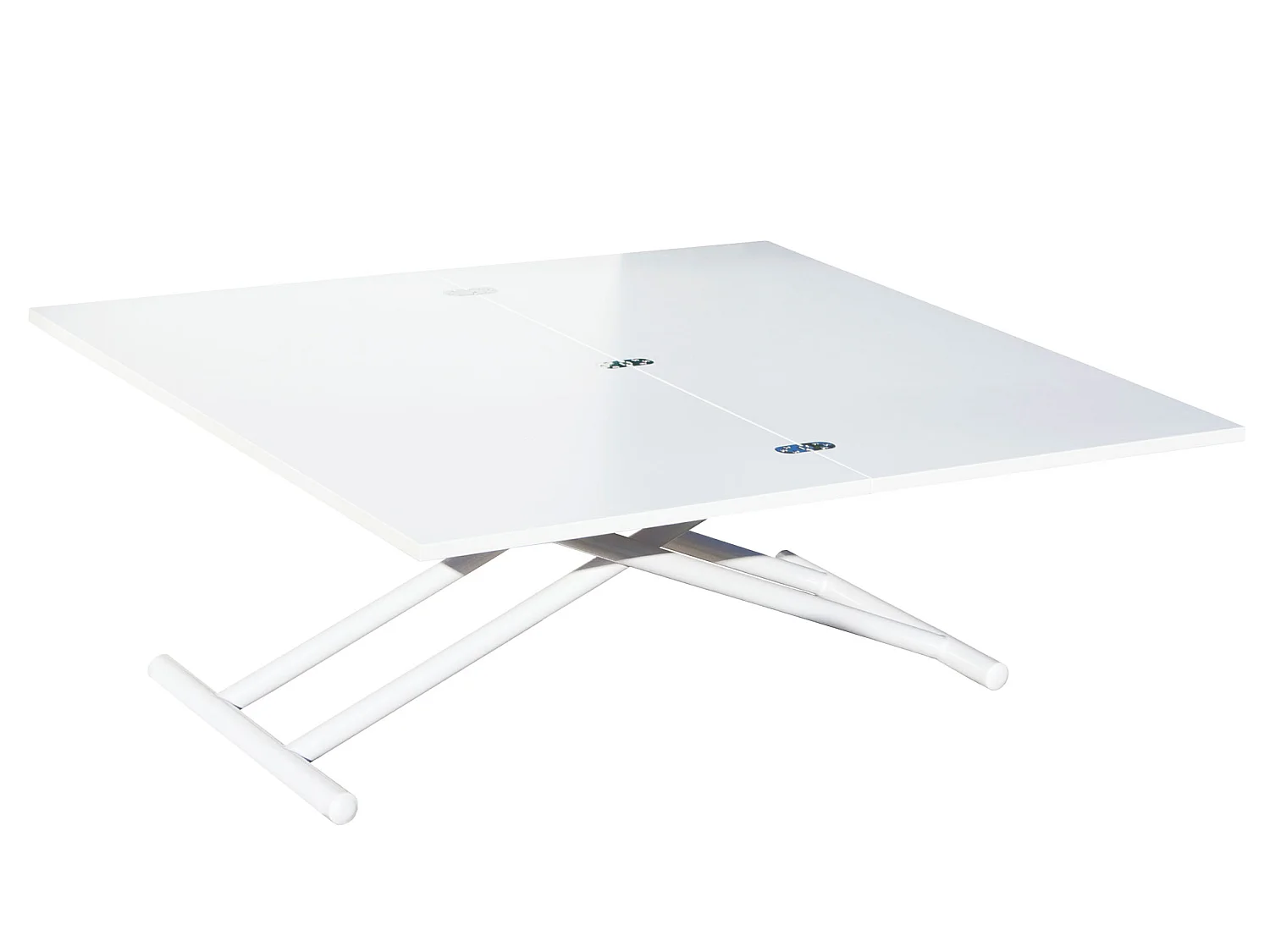 Table basse relevable rectangulaire extensible coloris blanc - Longueur 100 x largeur 50-100 cm