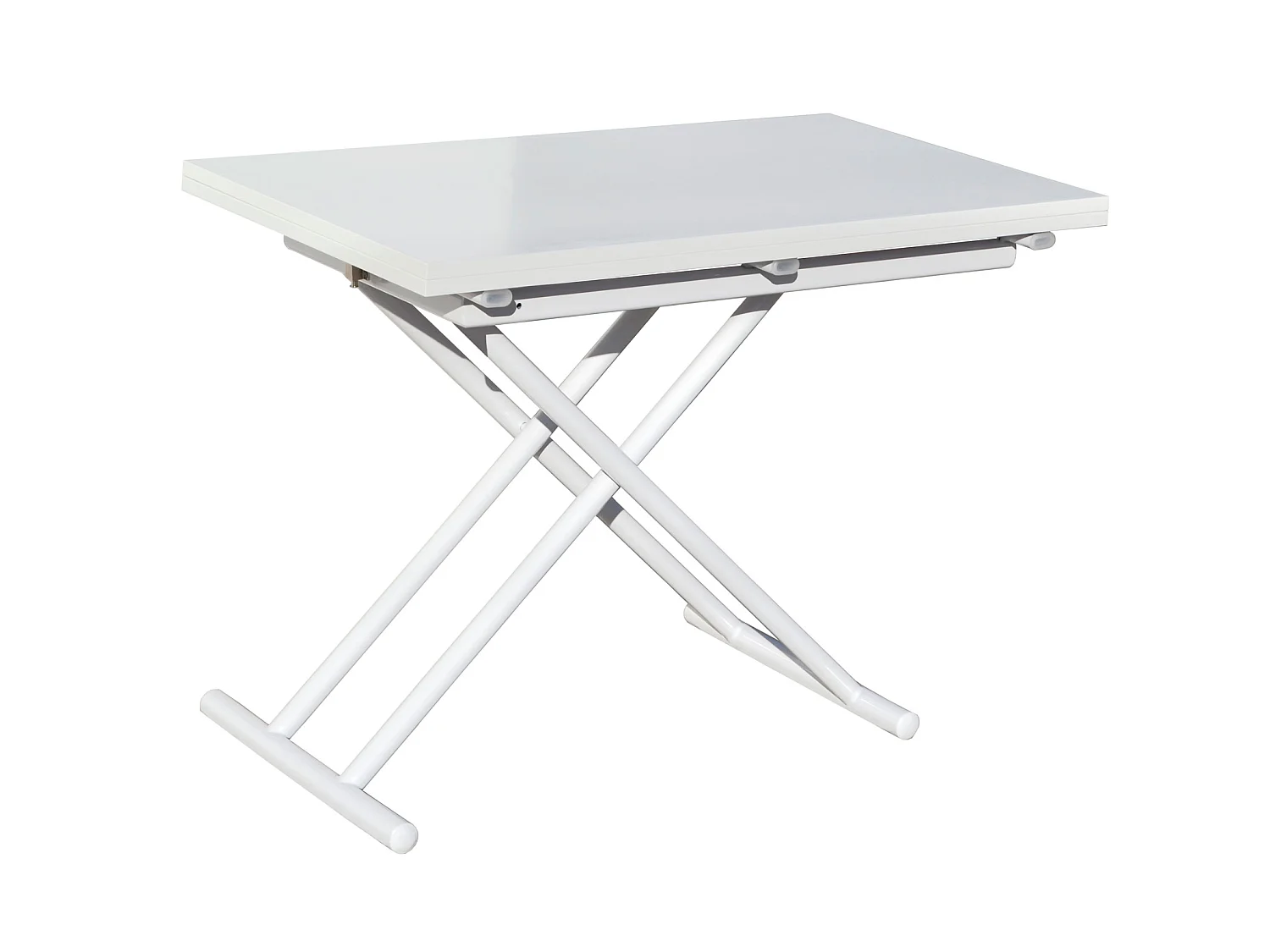 Table basse relevable rectangulaire extensible coloris blanc - Longueur 100 x largeur 50-100 cm