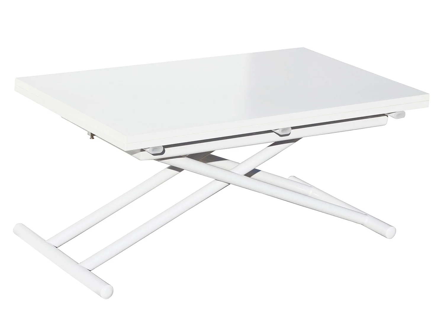Table basse relevable rectangulaire extensible coloris blanc - Longueur 100 x largeur 50-100 cm